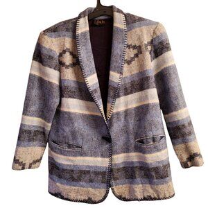 Vintage David Paul New York Women's Blazer Blue Aztec Southwestern USA Sz M